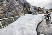 Nieve en las primeras rampas del Angliru.